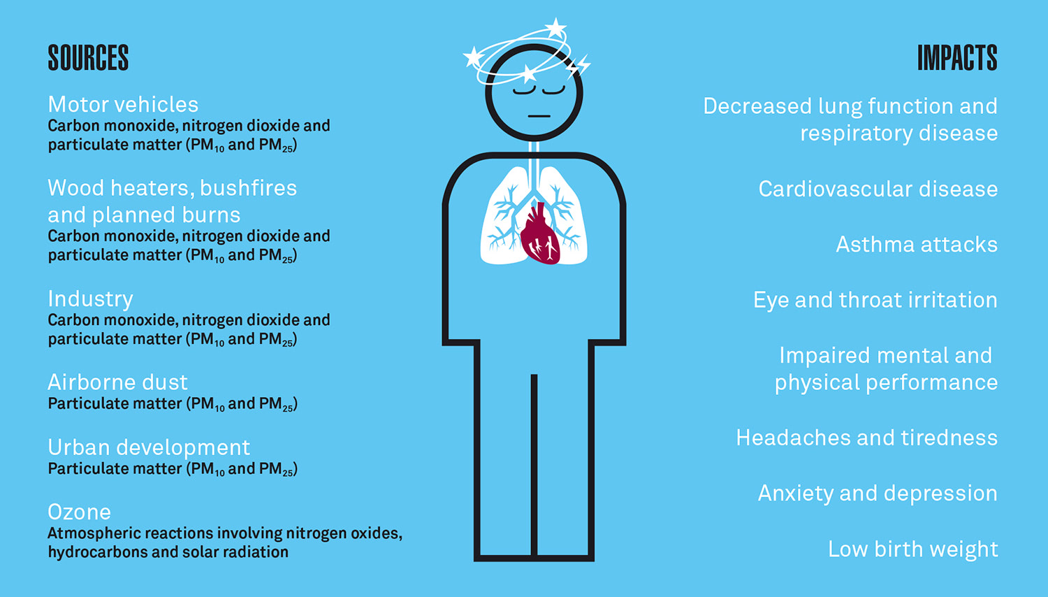 Figure A1: Sources of air pollution and impacts on human health